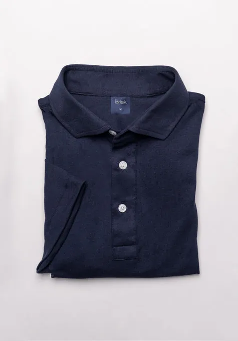 Midnight Blue Feather Soft Piqué Half Sleeve Polo Shirt