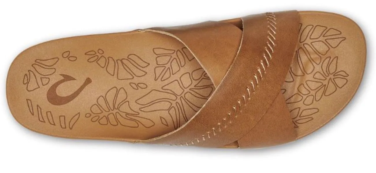 Olukai Women's Kipe'a 'Olu Leather Slide Sandal - Sahara/Sahara 20460-FMFM