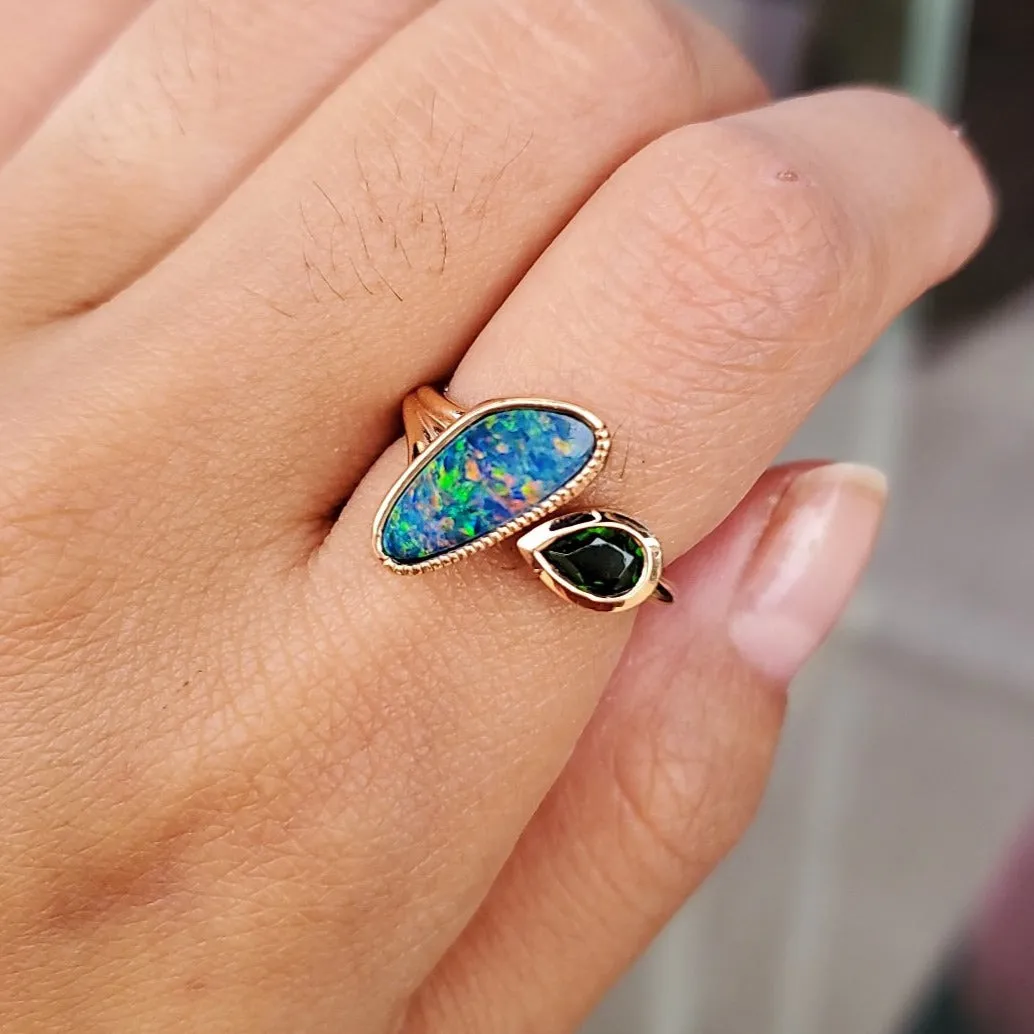 Opal Diopside Ring