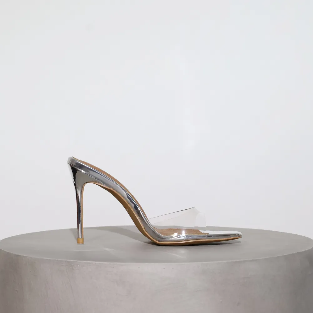 Pamela Clear Glass Mules