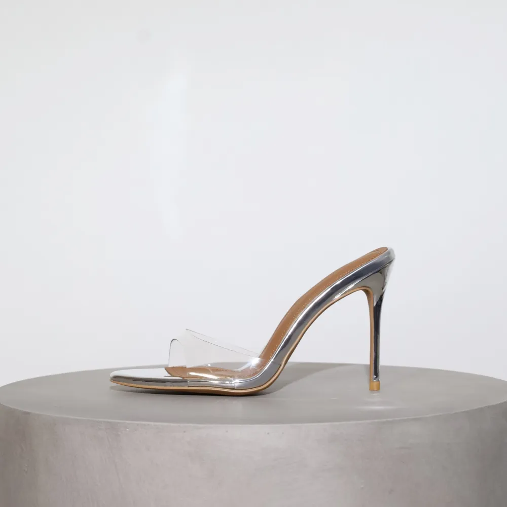 Pamela Clear Glass Mules