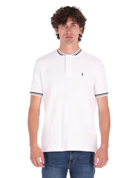 Playera Cuello Bomber Regular Fit Para Hombre - Blanco