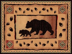 "Bear & Cub" Cabin Area Rug - 4 x 5