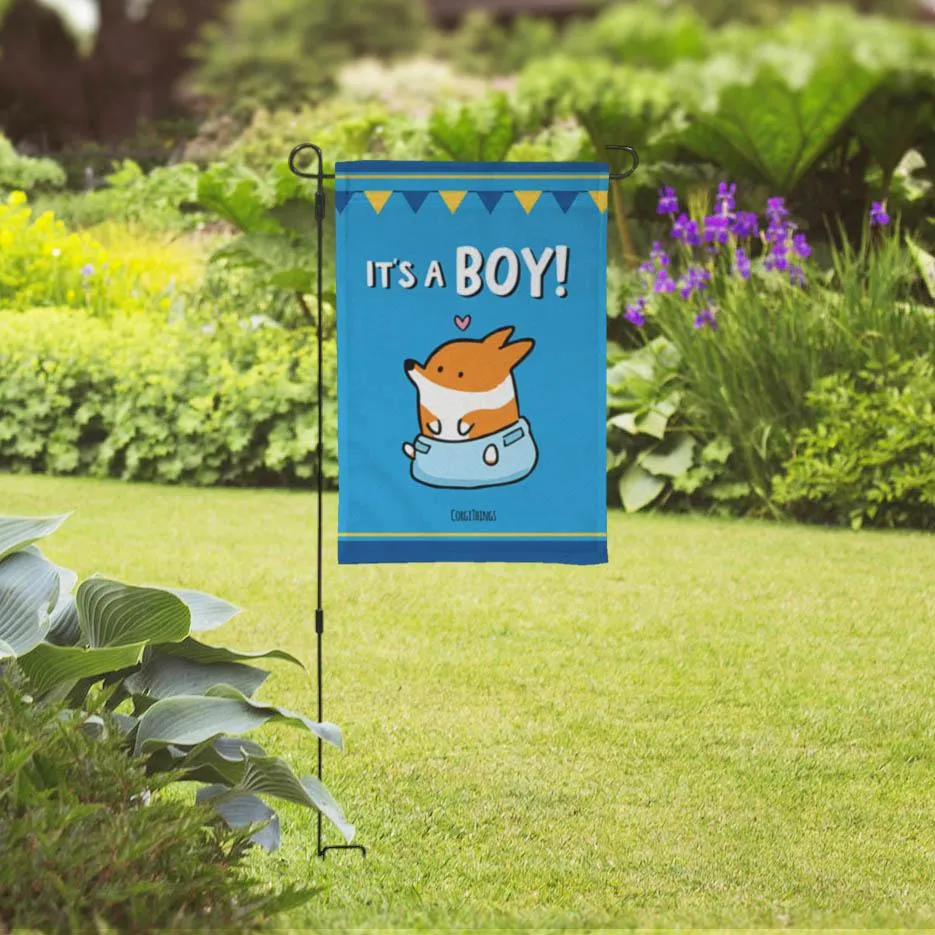 "It's A Boy" Corgi Garden Flag