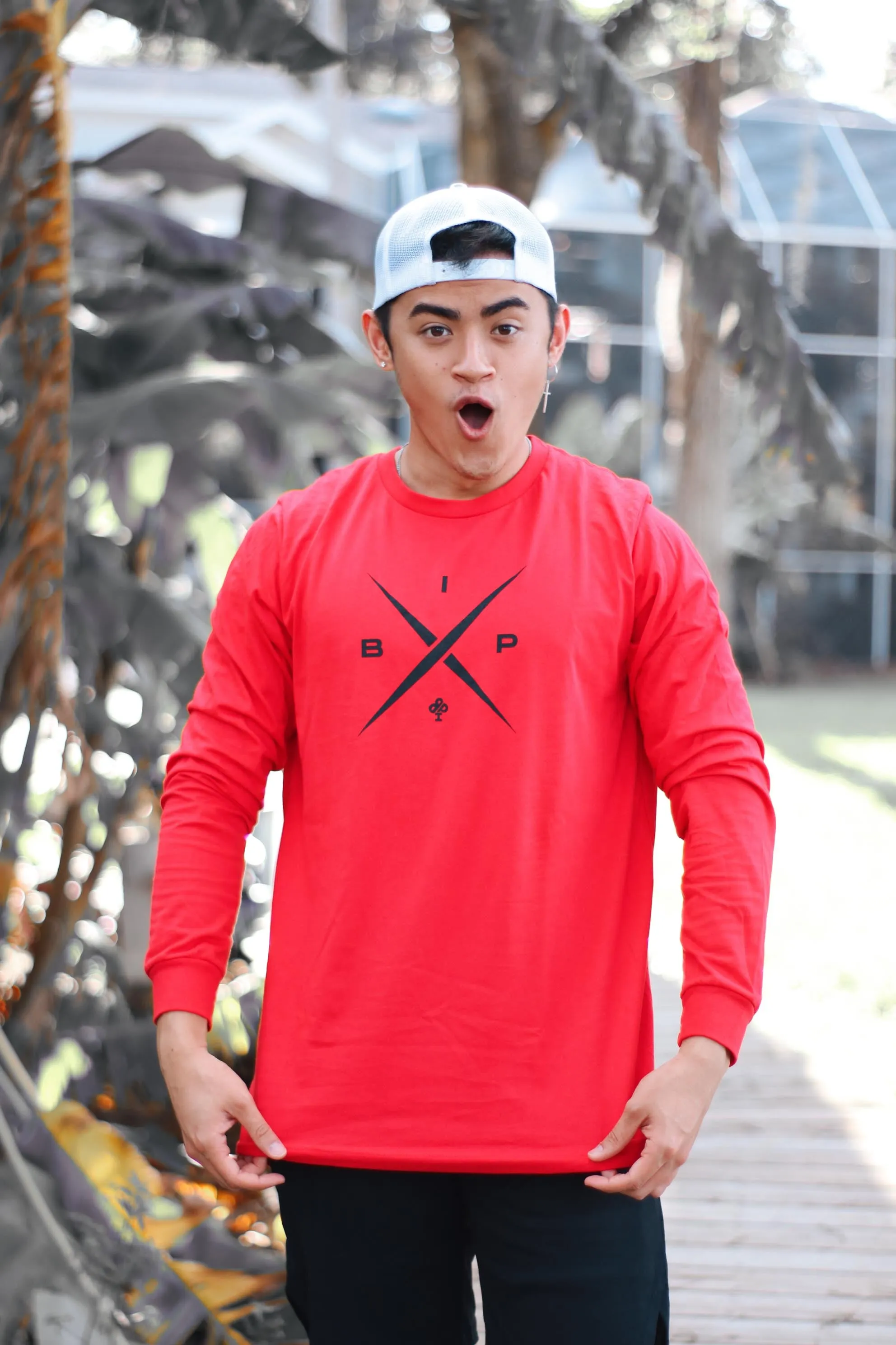 "X" Logo 2.0  LONG SLEEVE  White/ Blue/ Red