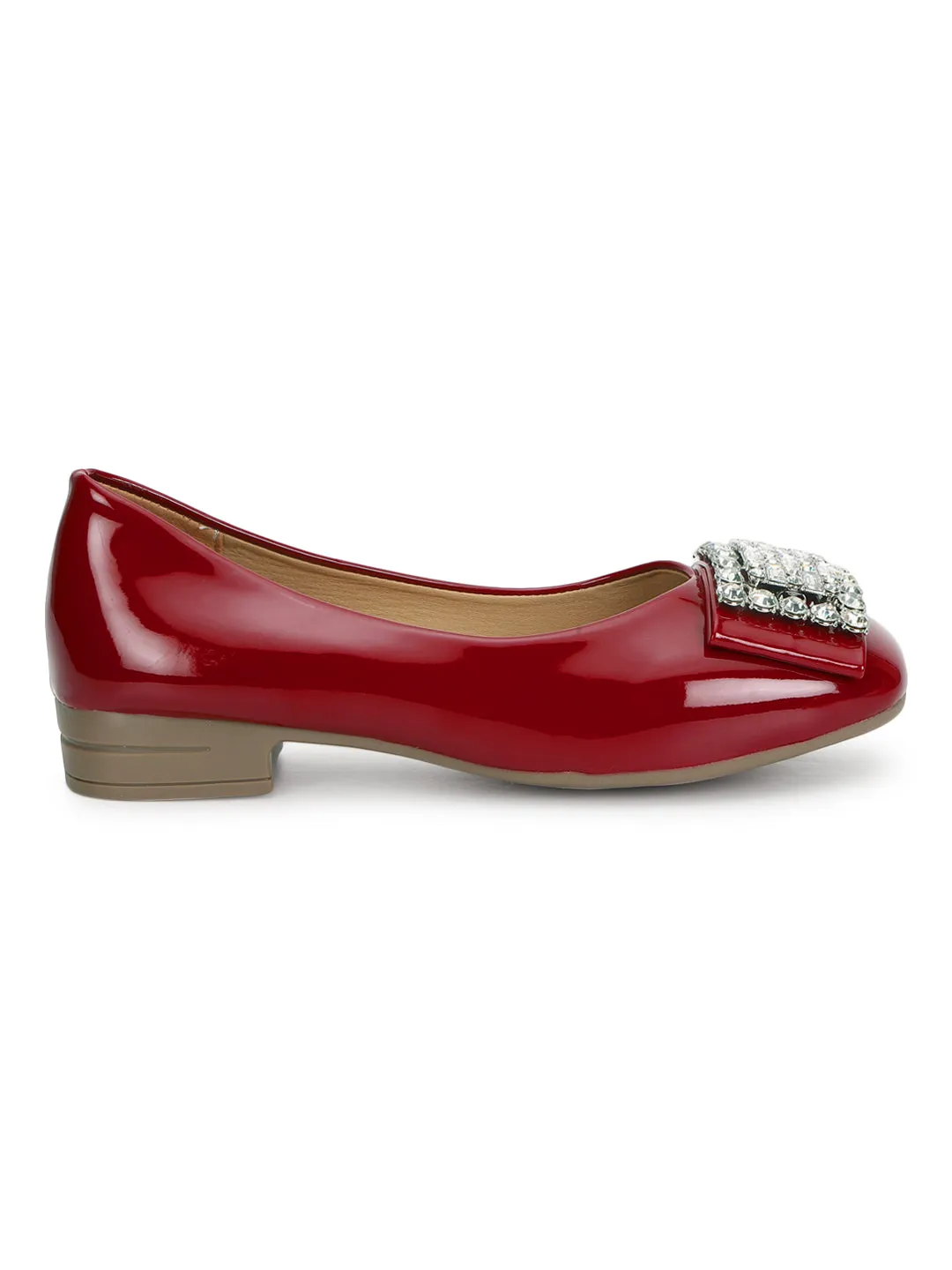 Red Patent Diamonte Ballerina Flats (TC-RS3629-RED)