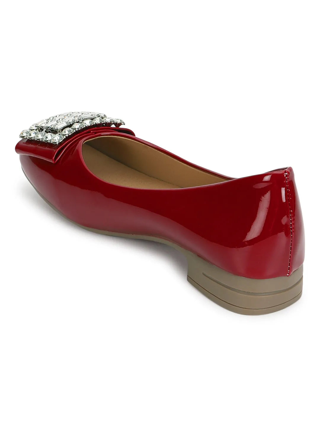 Red Patent Diamonte Ballerina Flats (TC-RS3629-RED)