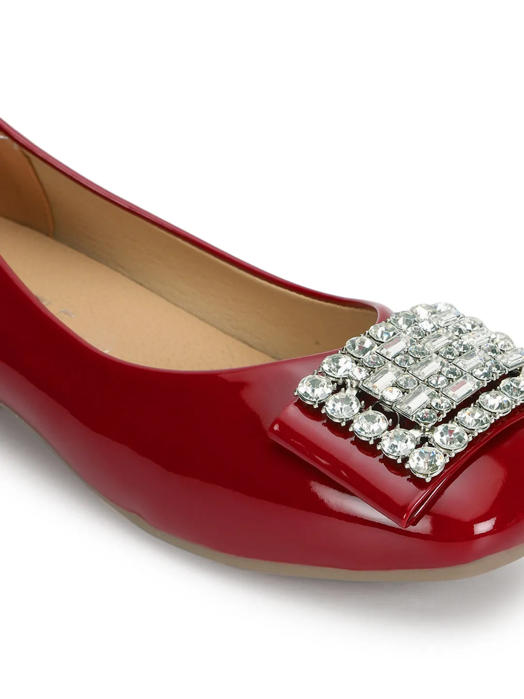 Red Patent Diamonte Ballerina Flats (TC-RS3629-RED)