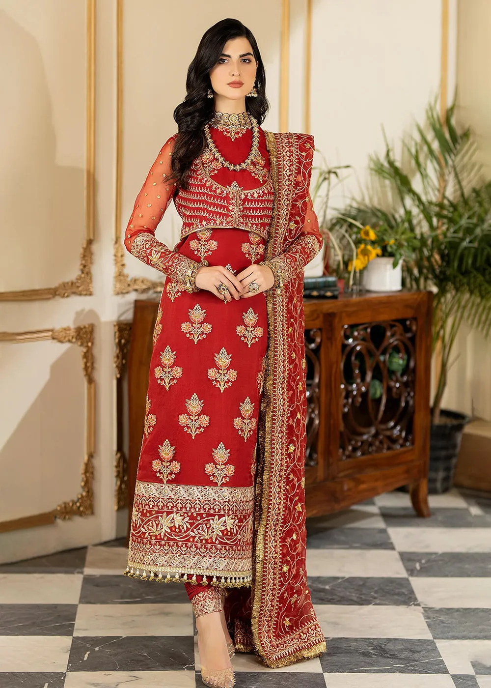 Red Wedding Formal Suit | Imrozia Premium | Jhalak '23 | I-184 - MAAHRU