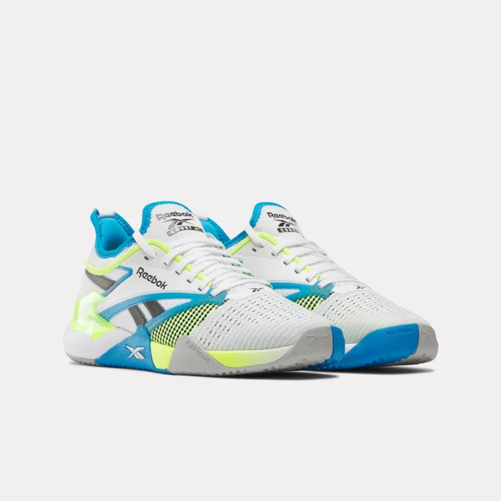 Reebok Footwear Men Nano Court Training Shoes WHITE/DIGITAL LIME/AQUA