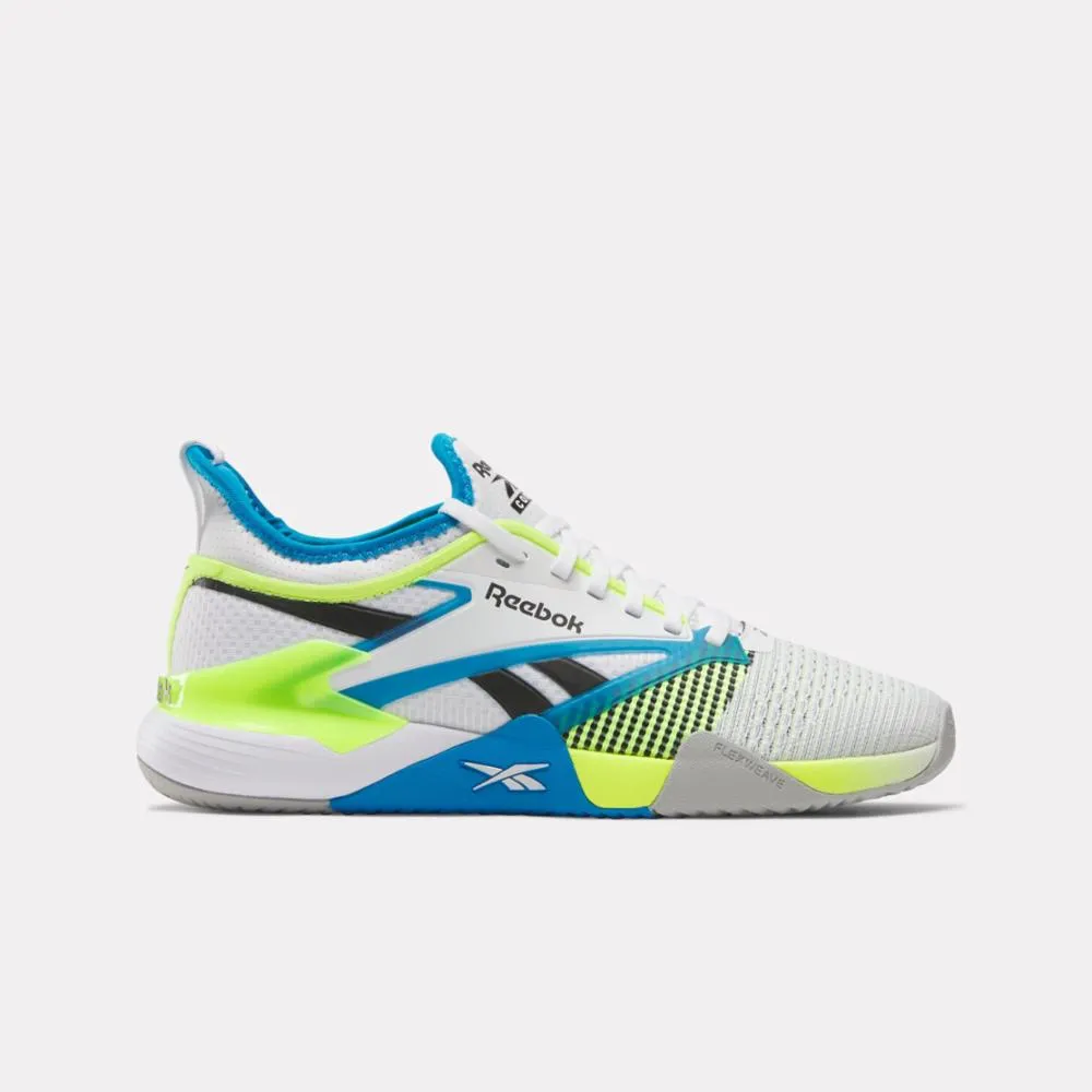 Reebok Footwear Men Nano Court Training Shoes WHITE/DIGITAL LIME/AQUA