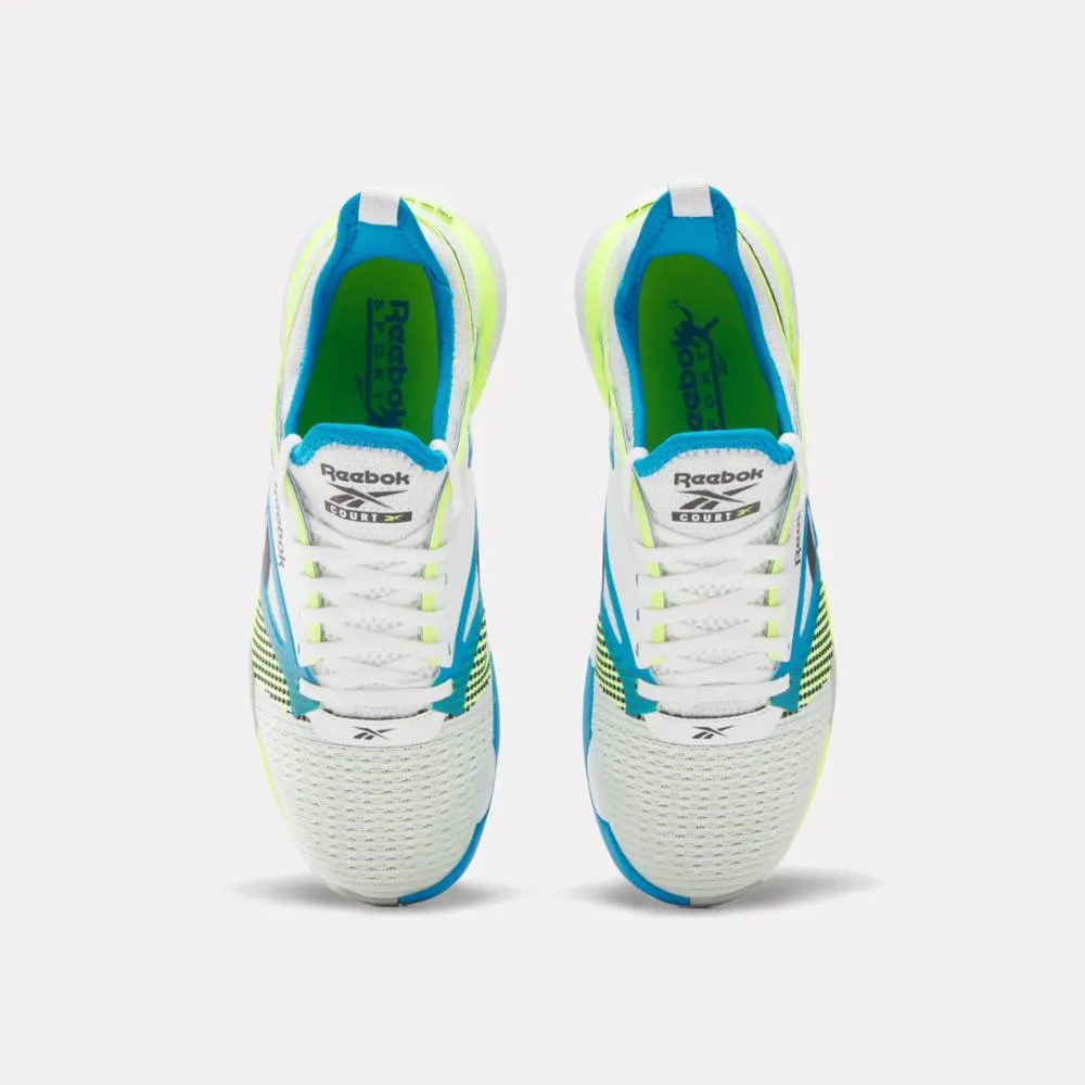 Reebok Footwear Men Nano Court Training Shoes WHITE/DIGITAL LIME/AQUA