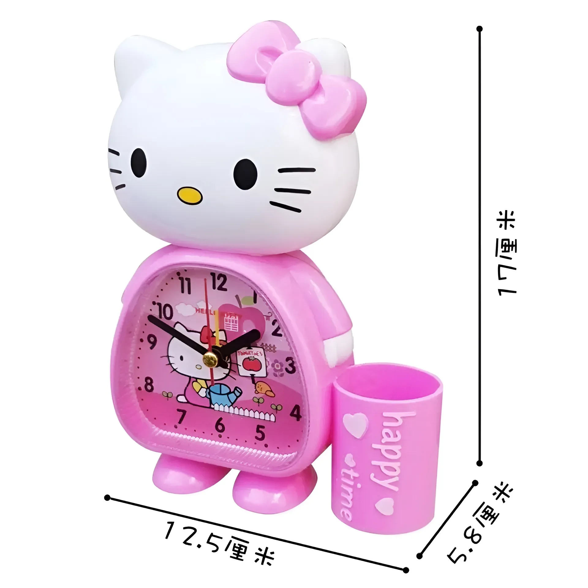 Reloj Despertador de Hello Kitty con Portalápices: Encanto y Funcionalidad en un Solo Dispositivo Alimentado por Pilas AA