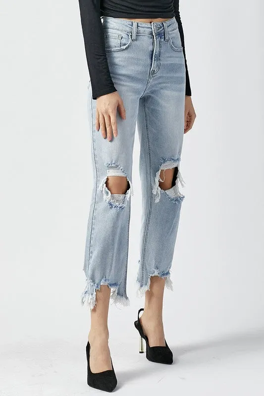 Risen High Rise Straight Crop Jeans