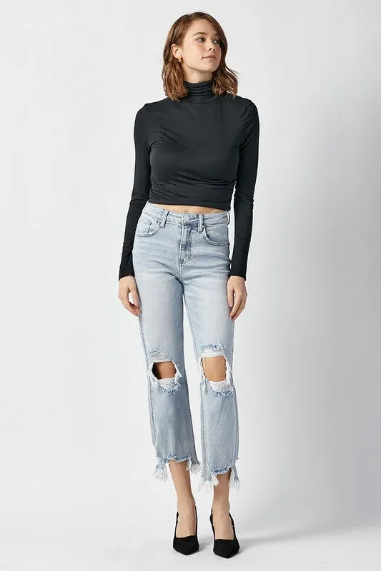 Risen High Rise Straight Crop Jeans