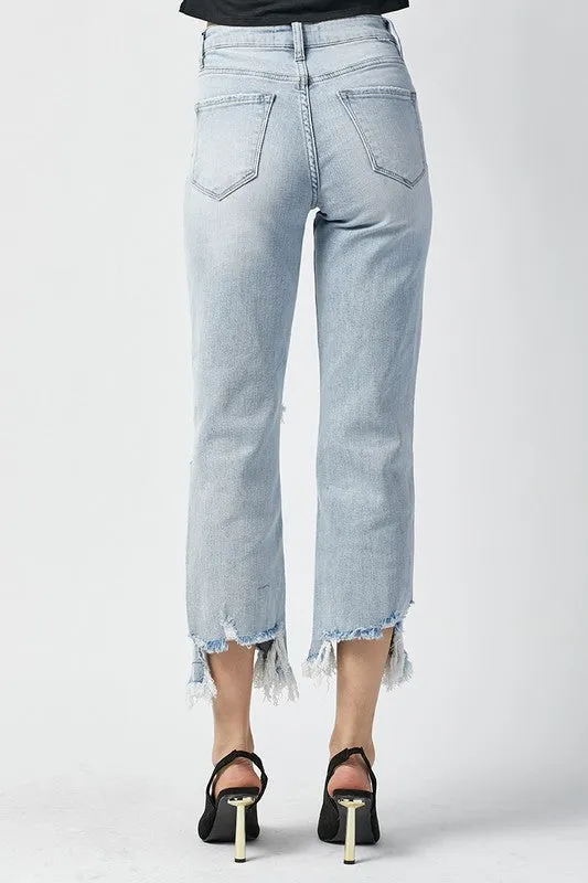 Risen High Rise Straight Crop Jeans