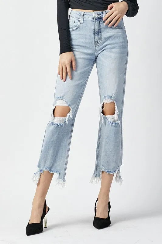 Risen High Rise Straight Crop Jeans