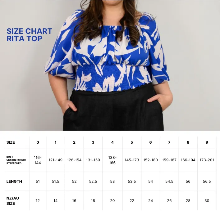 Rita Top - Blue & White print