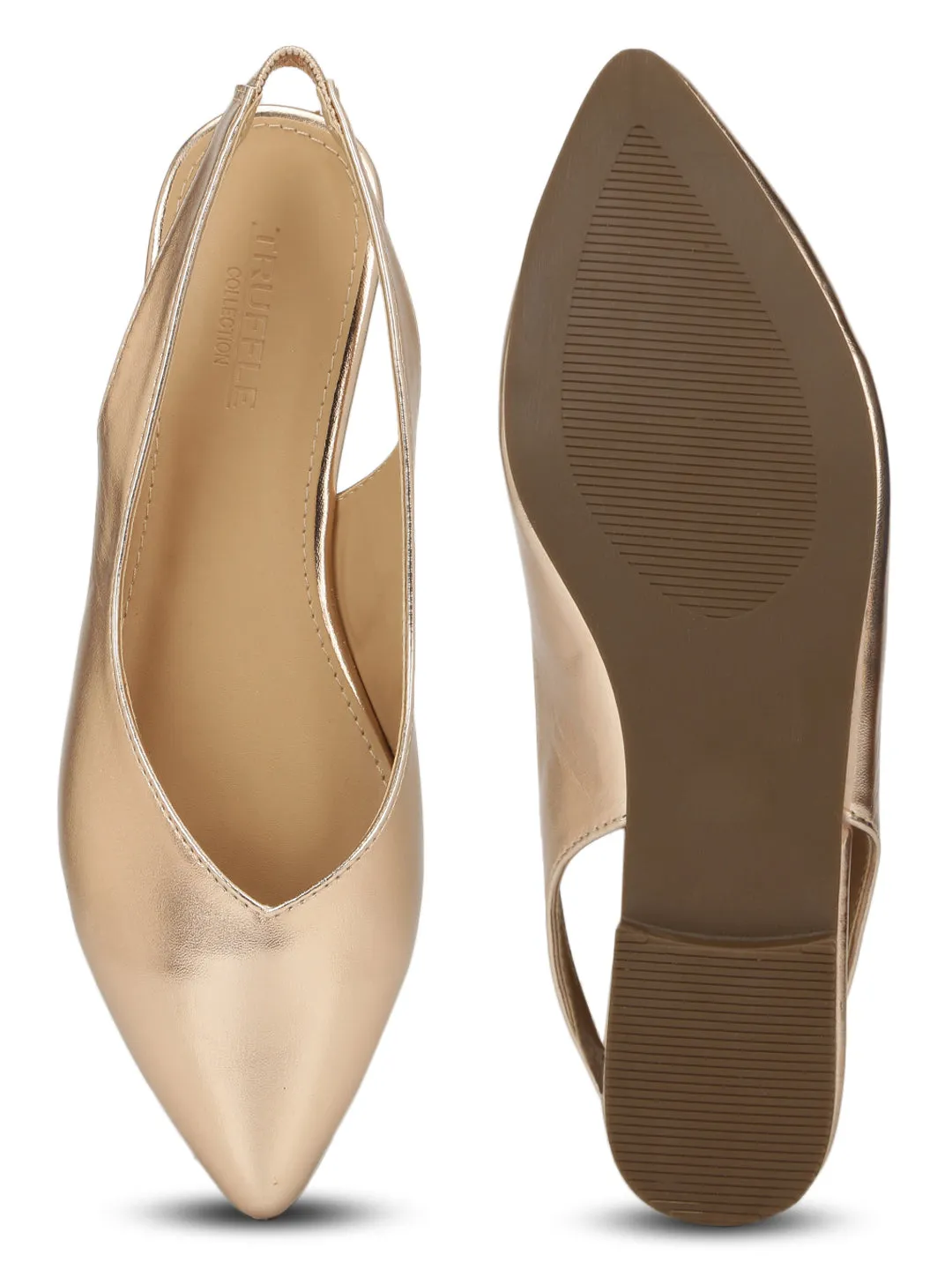 Rose Gold Back Strap Slip-On Flats