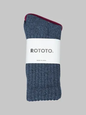 ROTOTO Loose Pile Crew Socks Mix Navy