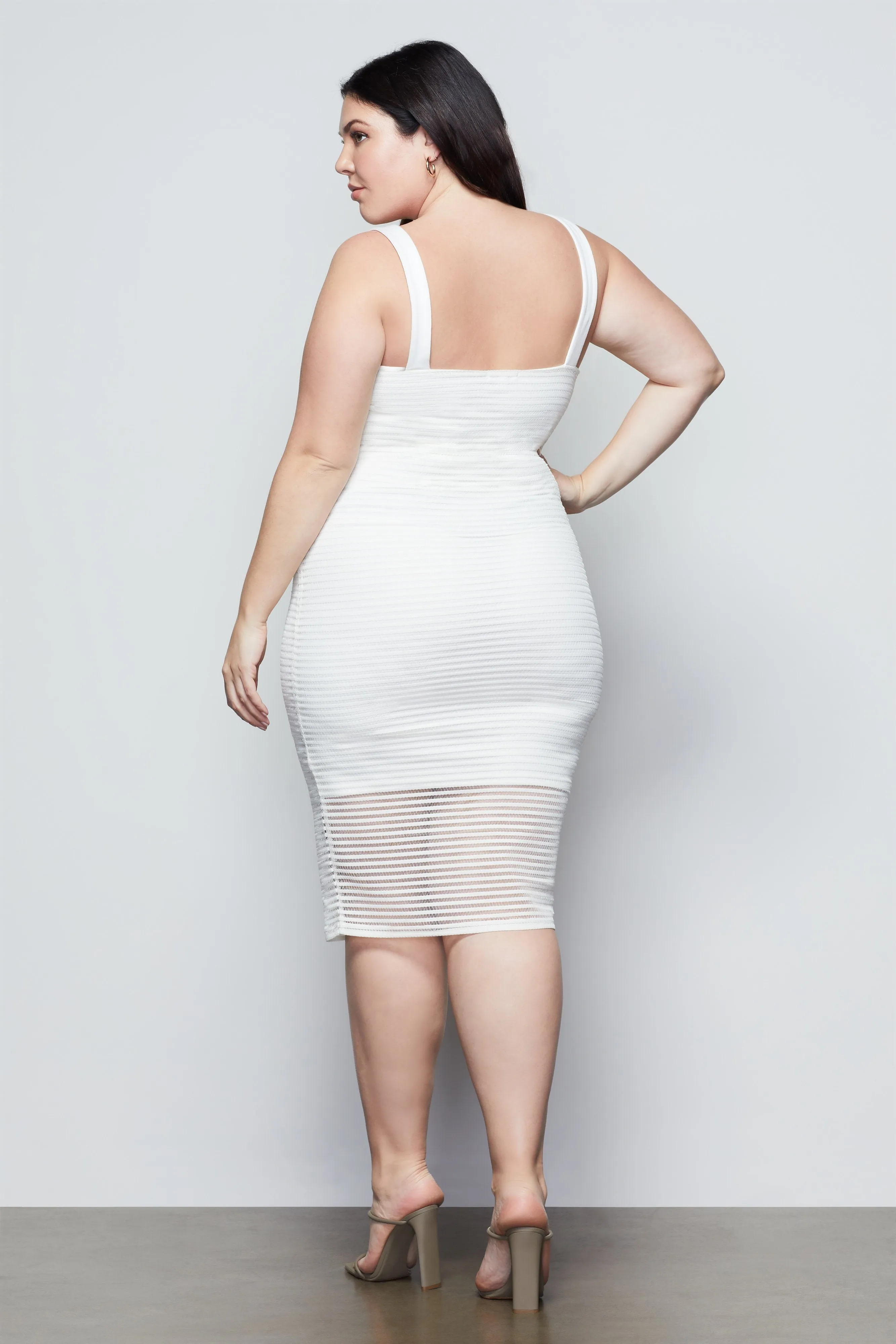 SHEER MESH MIDI DRESS | IVORY002