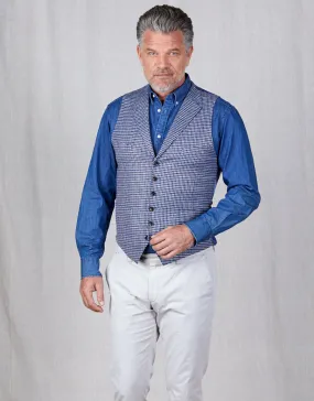 Shelby Blue, Maroon & Green Gun Check Waistcoat