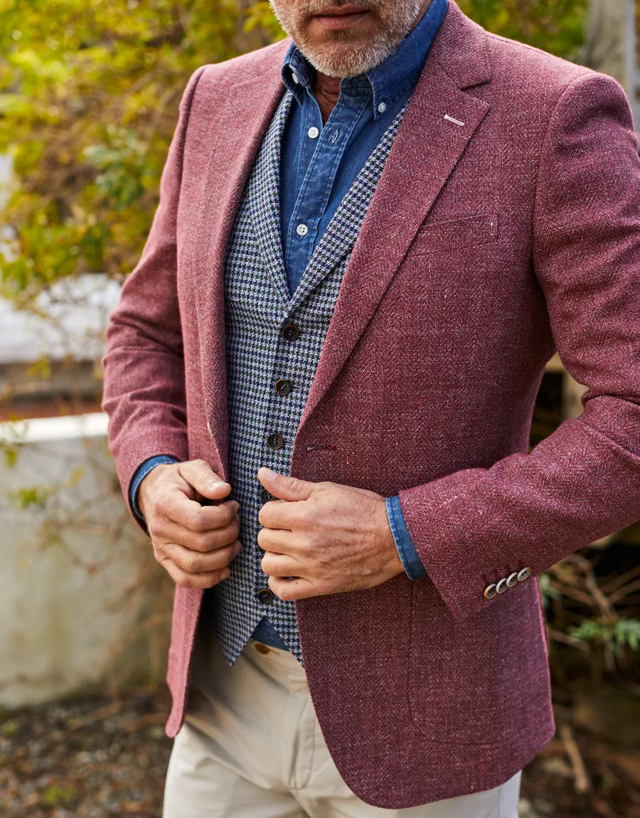 Shelby Blue, Maroon & Green Gun Check Waistcoat