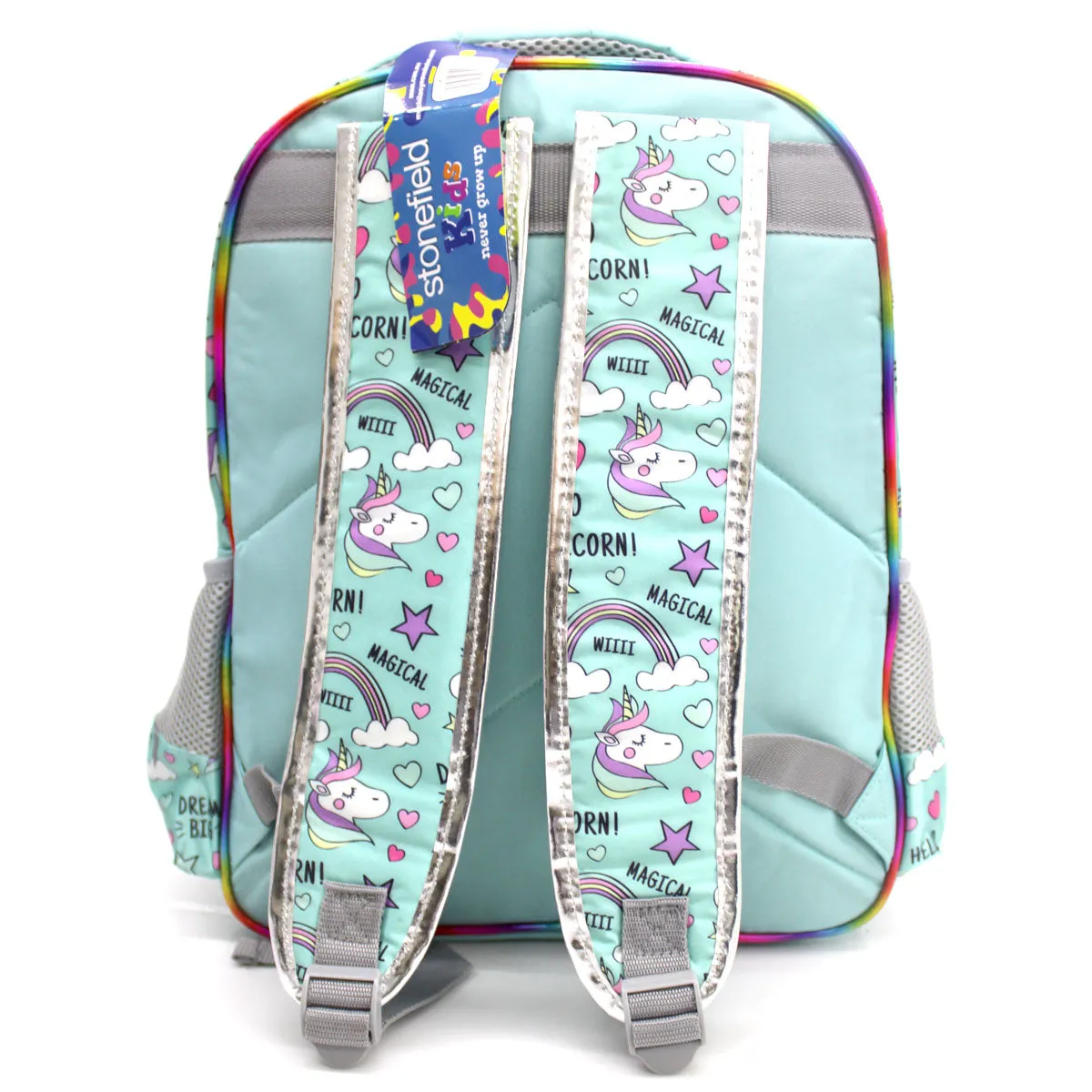 SKD-2038 Mochila Unicornio Arcoiris Estrella Con Glitter