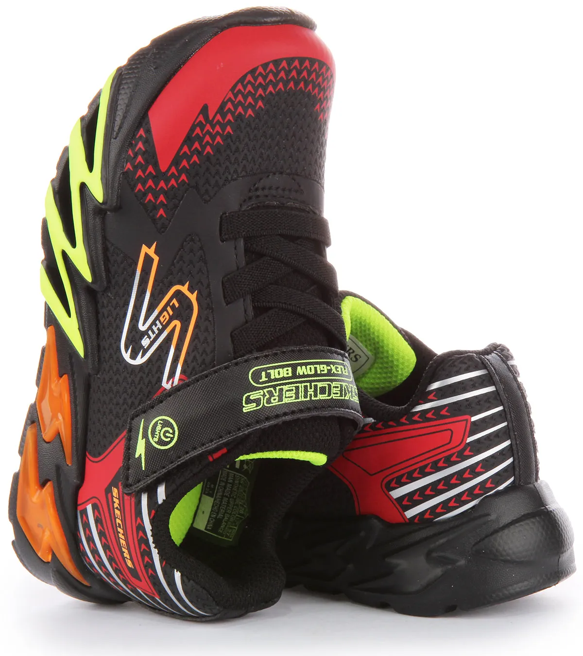 Skechers Flex Glow Bolt In Black Red For Kids