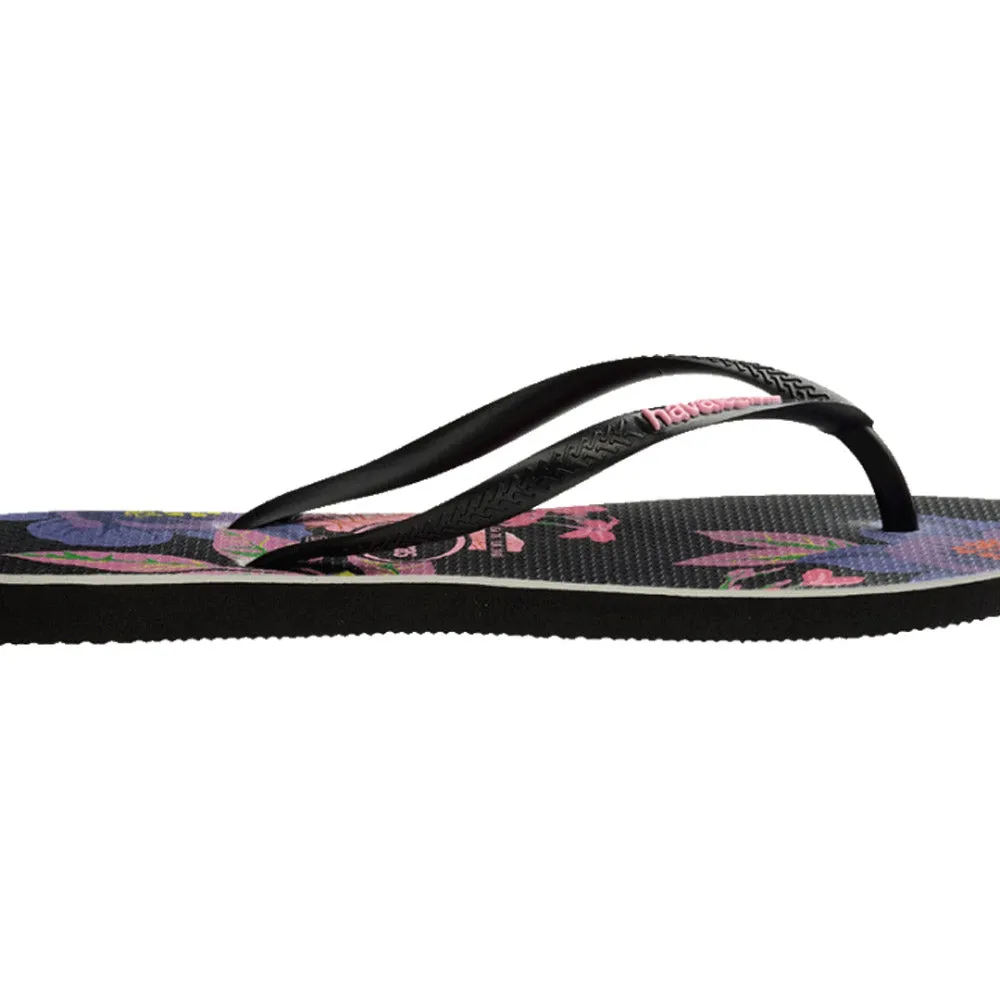 Slim Floral Neon Thongs