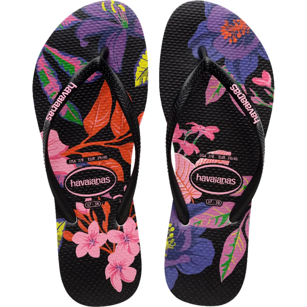 Slim Floral Neon Thongs