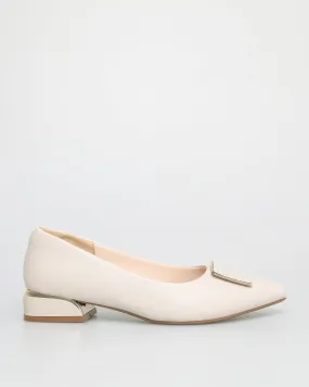 Tomaz NN323 Ladies Square Emblem Flats (Cream)