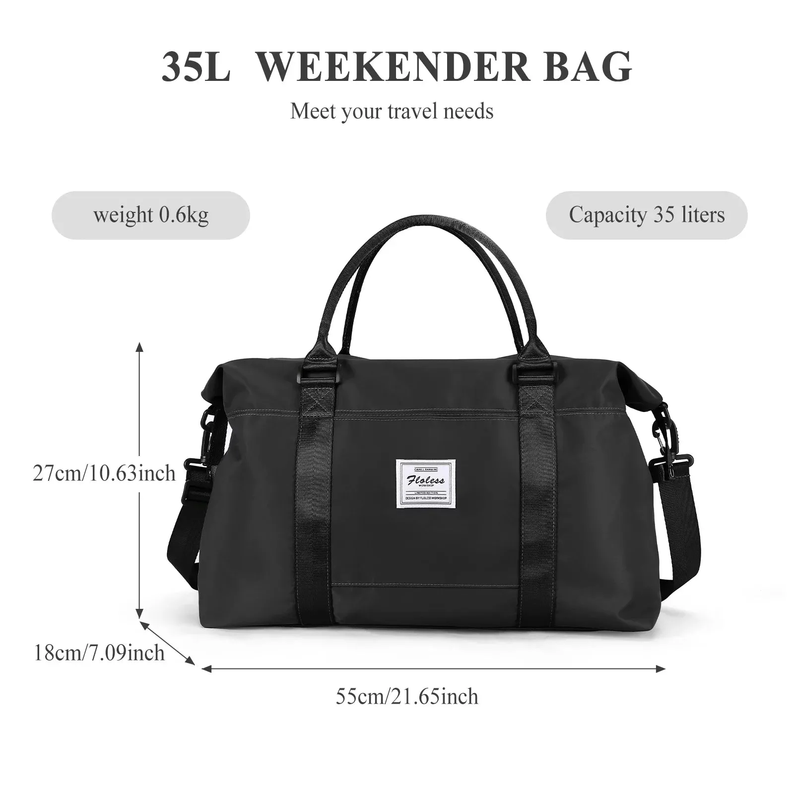 Travel Duffel Bag - Shoulder Weekender Overnight Bag