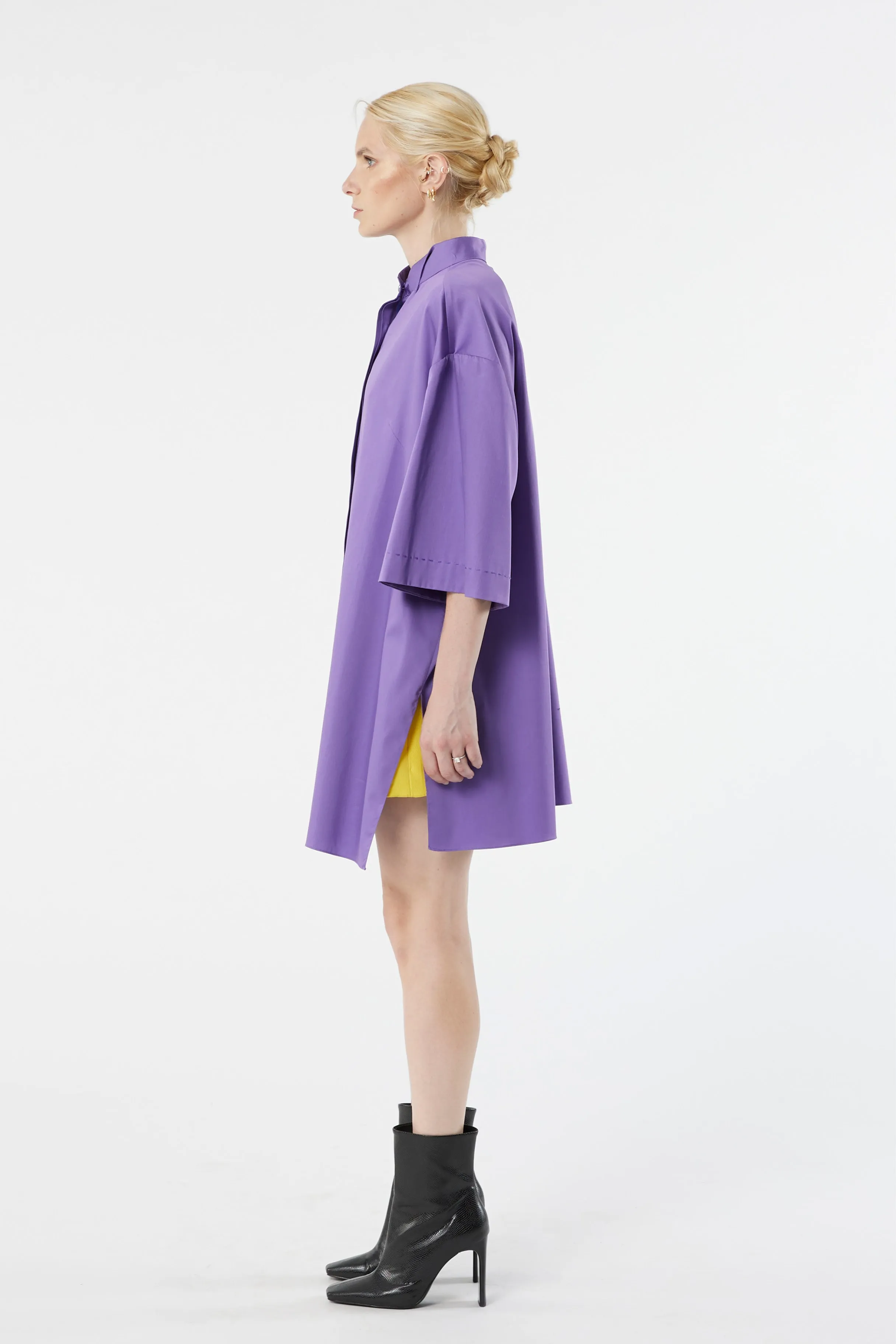 TUXEDO purple - cotton oversized shirt dress