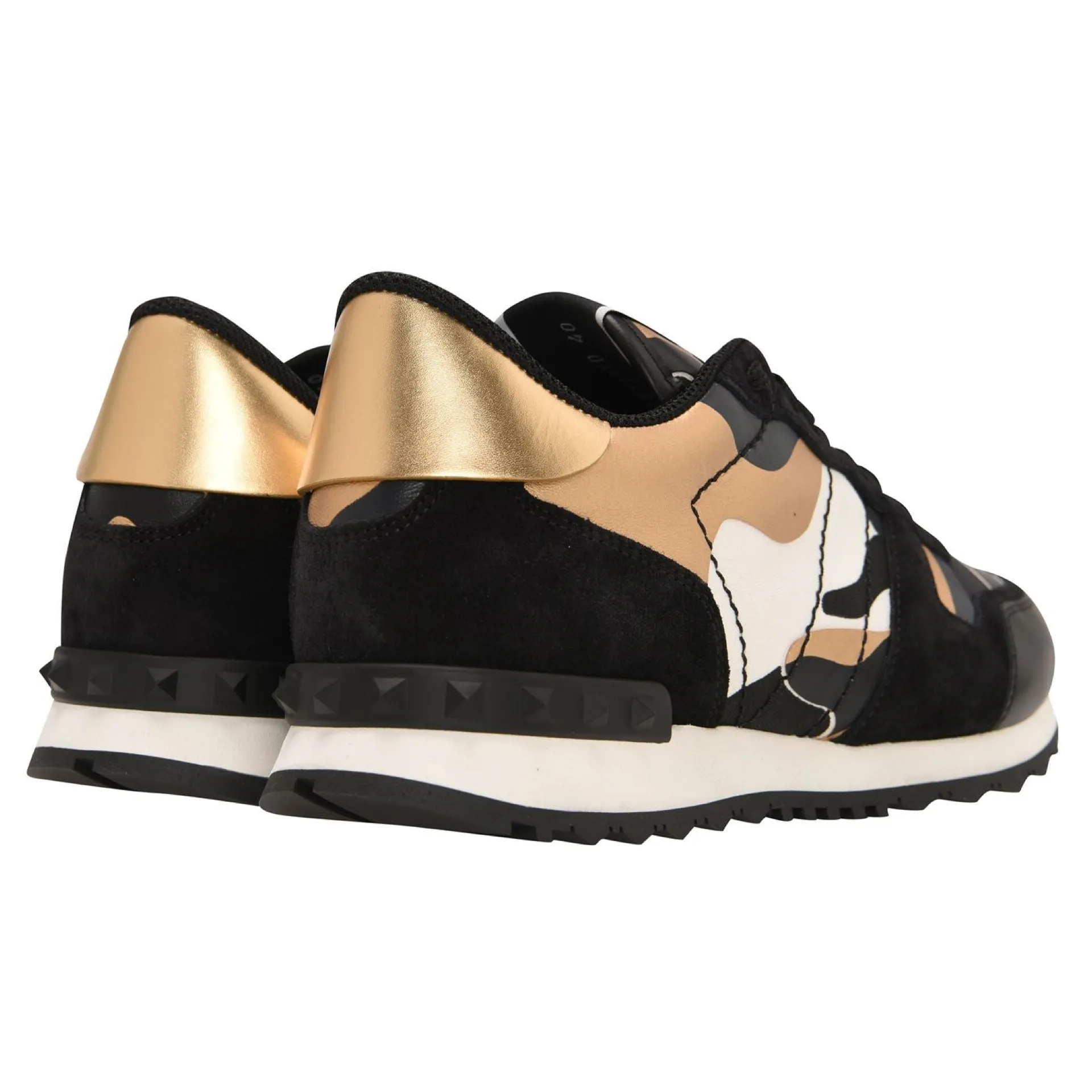 Valentino Black & Gold Rockrunner Sneakers