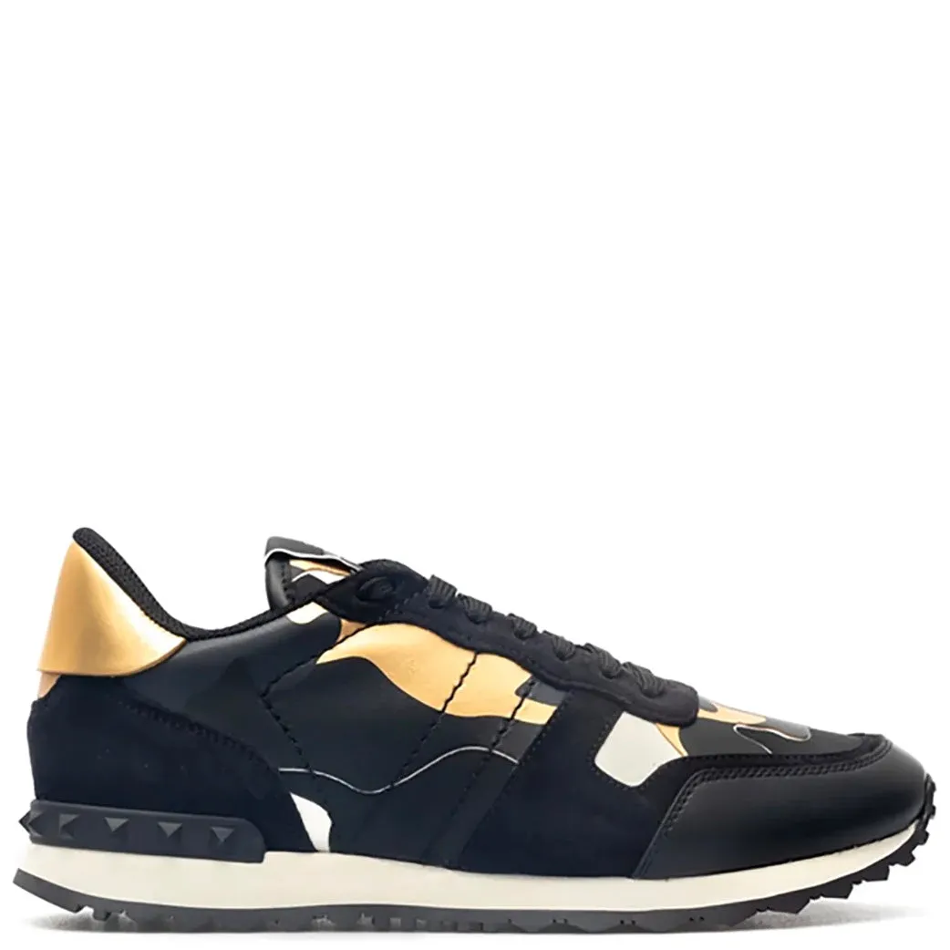 Valentino Black & Gold Rockrunner Sneakers