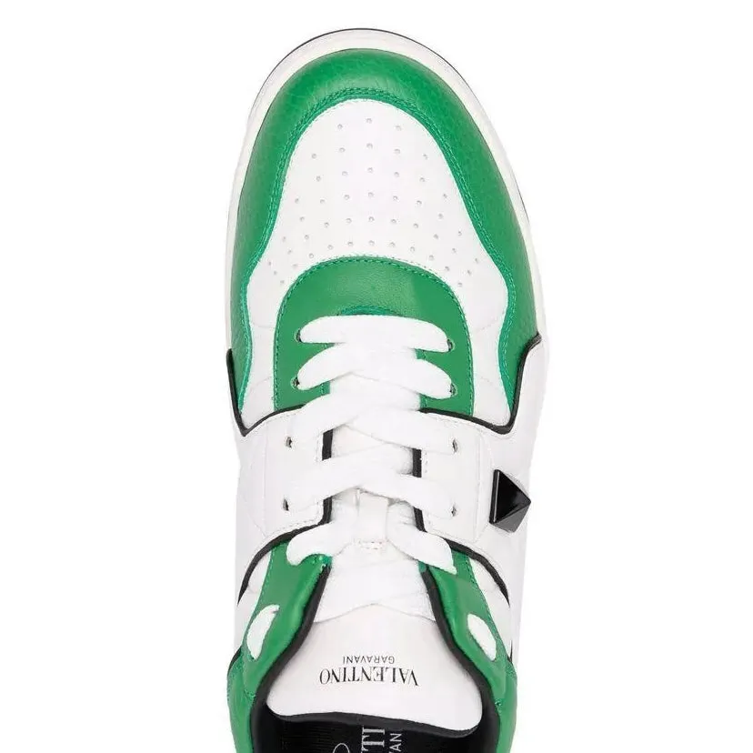 Valentino White One Stud Leather Trainers