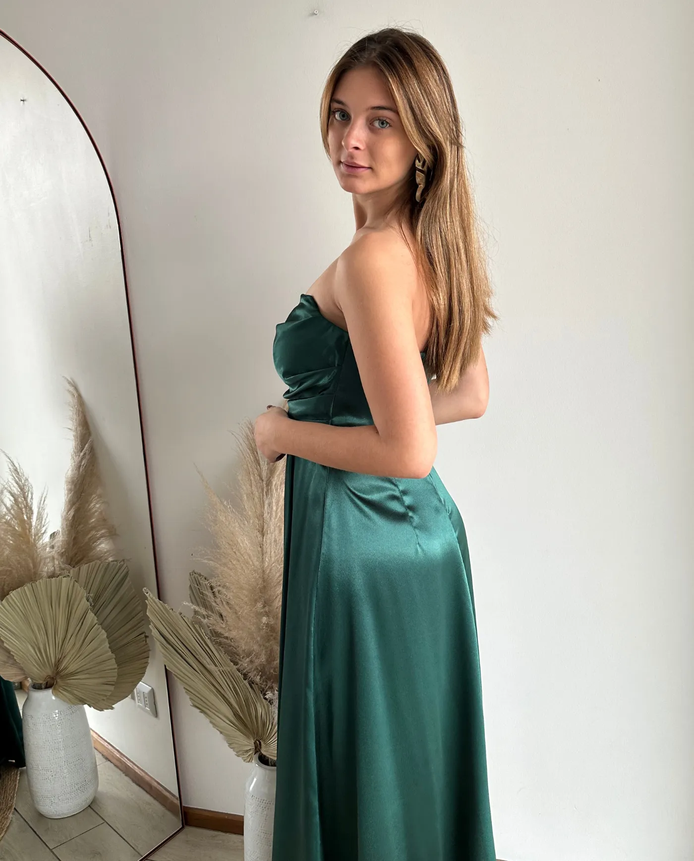 Vestido De Fiesta Largo Agustina Strapless Verde