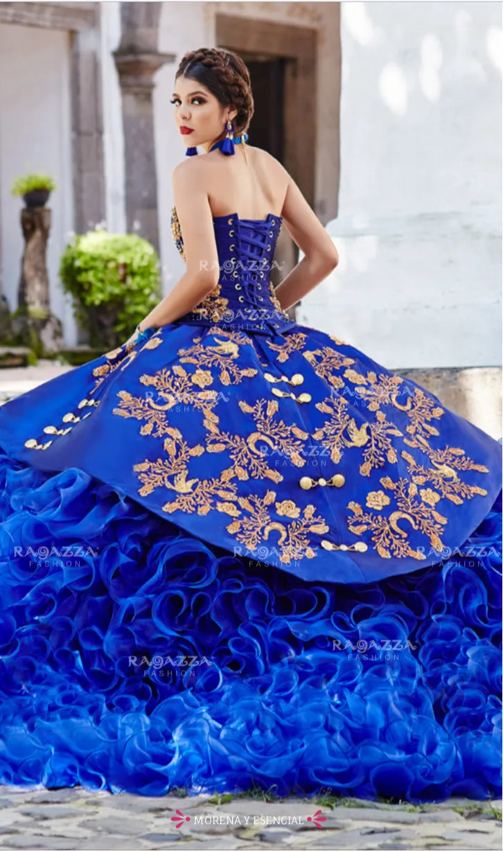 Vestido de Quince Charro Azul Rey