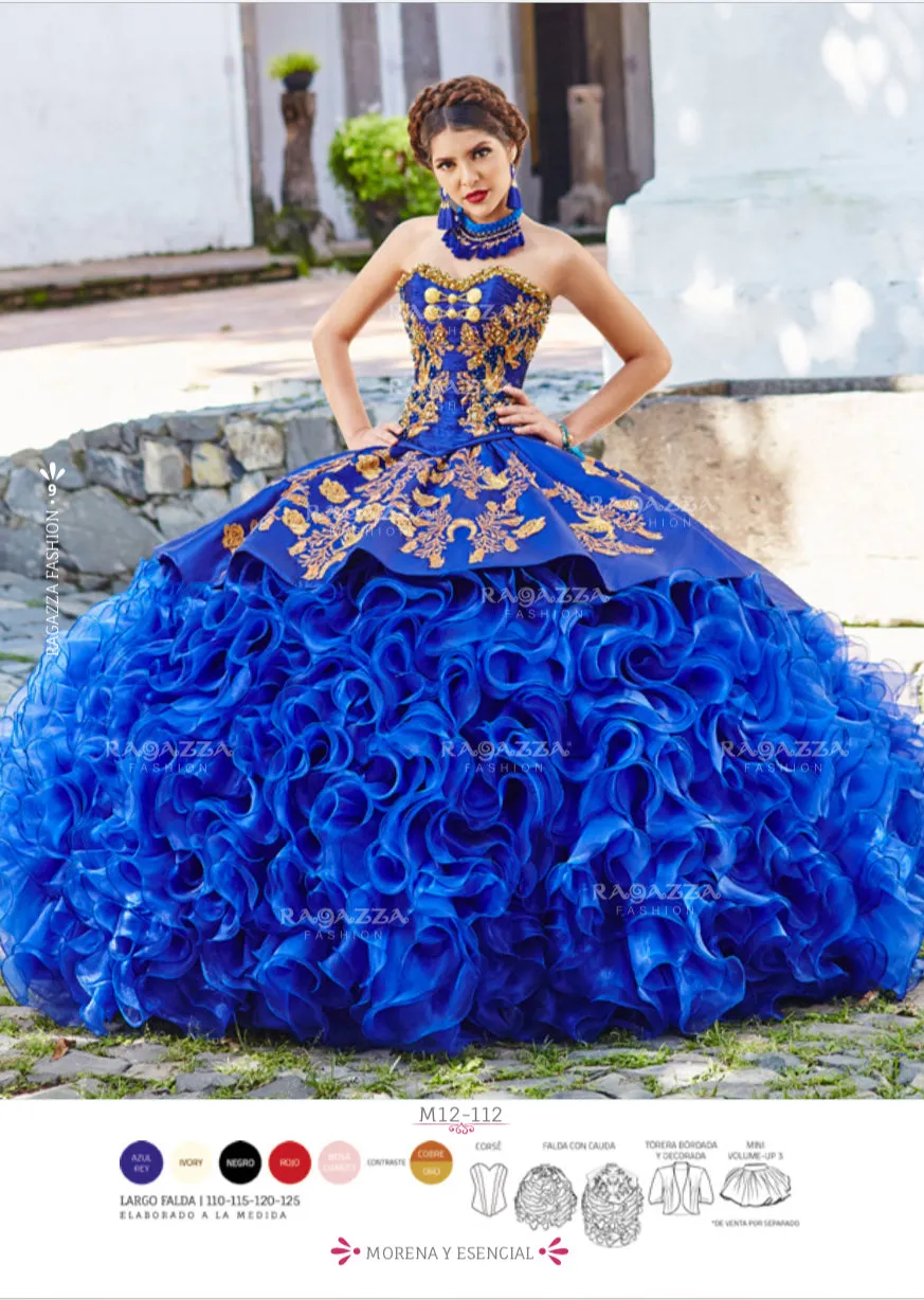 Vestido de Quince Charro Azul Rey