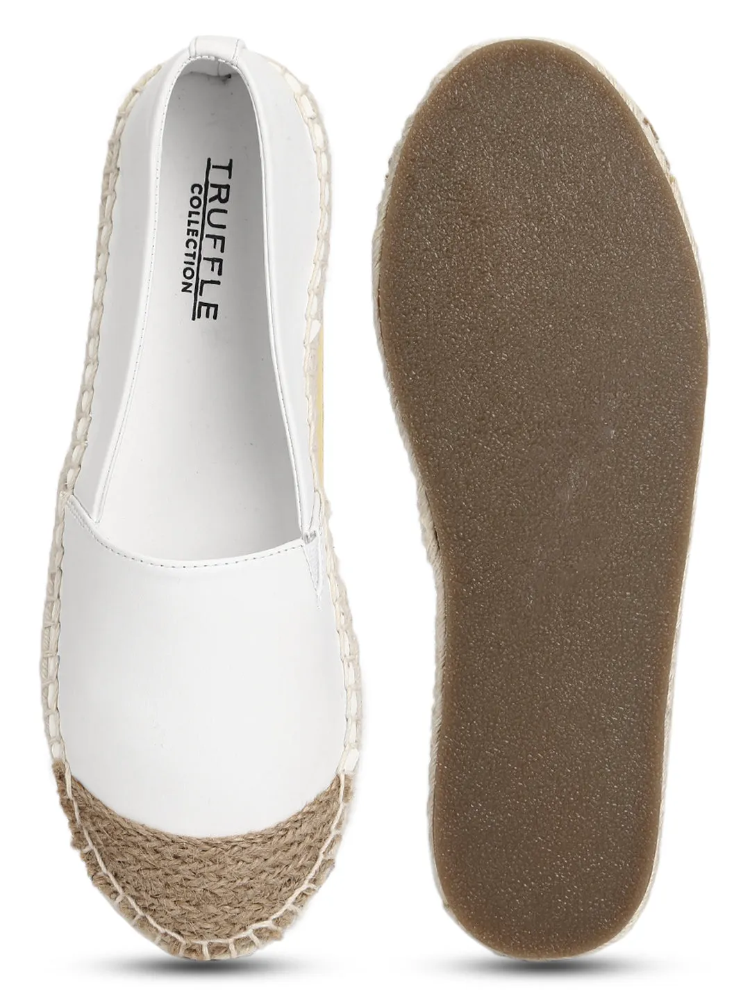 White Canvas Slip On Espadrille Shoes