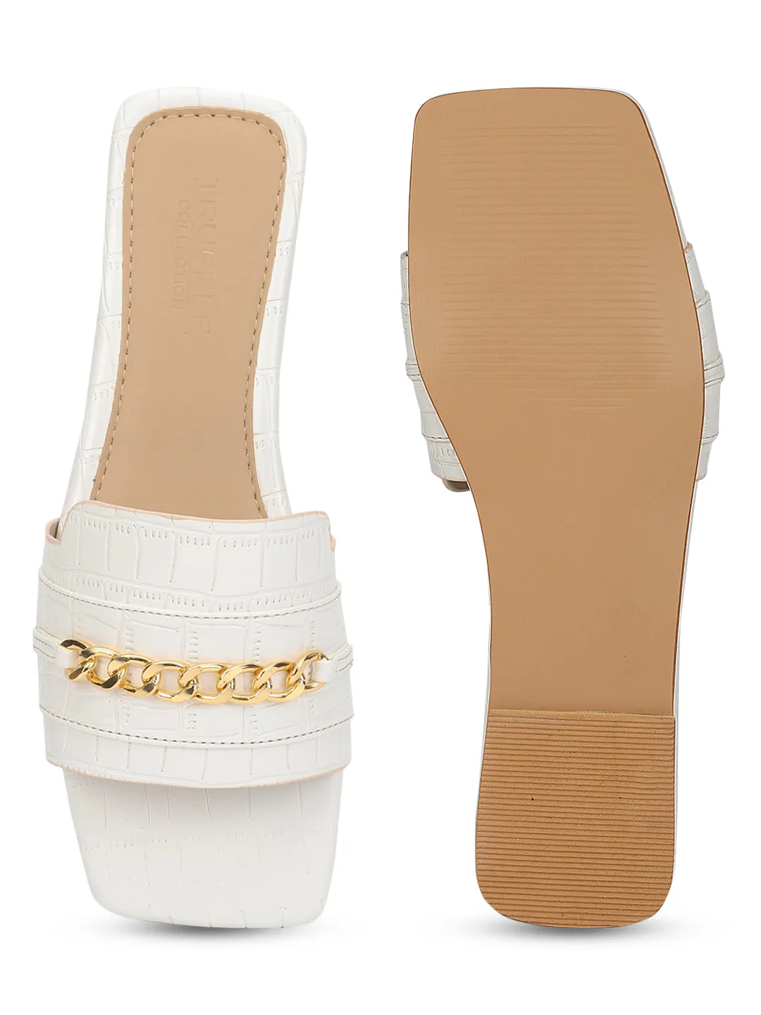 White Croc Patent Slip-On Flats (TC-ST-003-WHT)