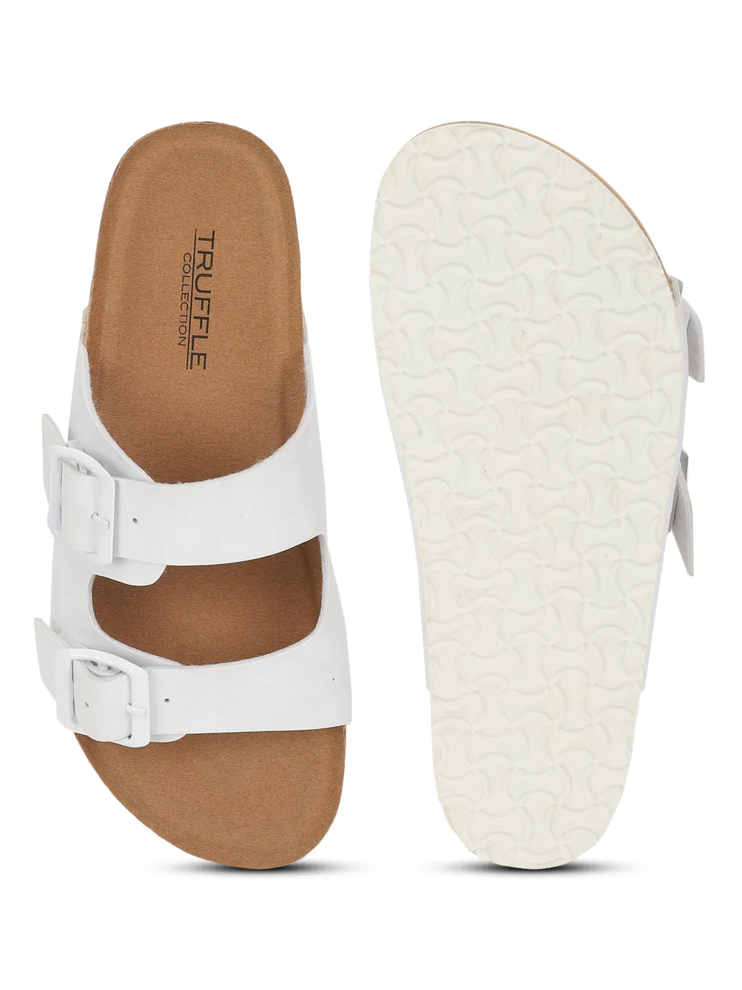 White PU Cork-Latex Footbed Flats (TC-070203-WHT)