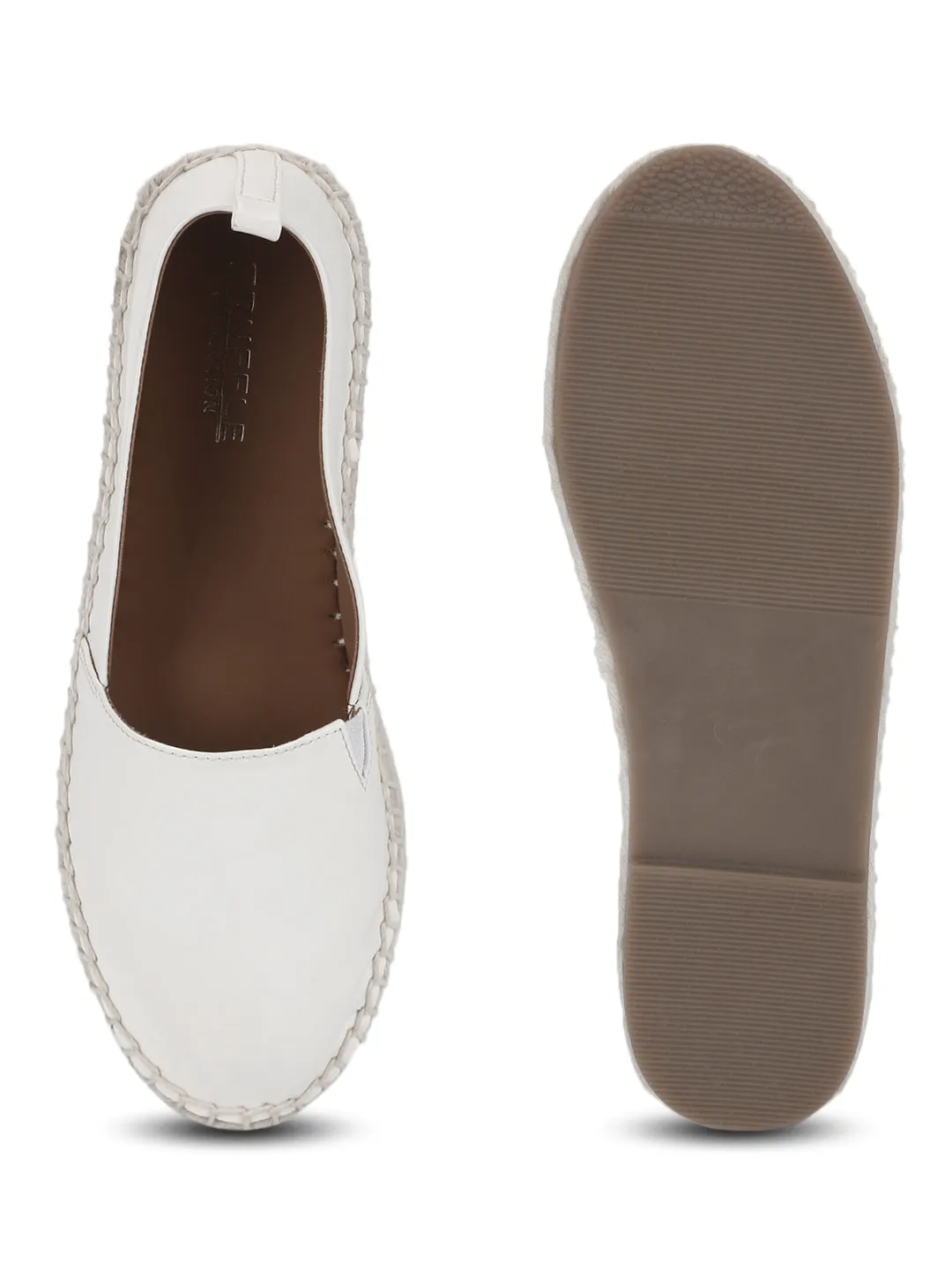 White PU Slip On Espadrilles