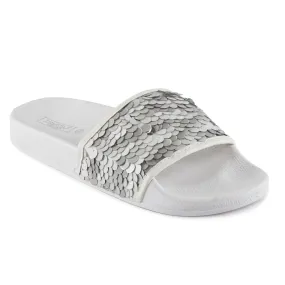 White Silver Sequined Sliders