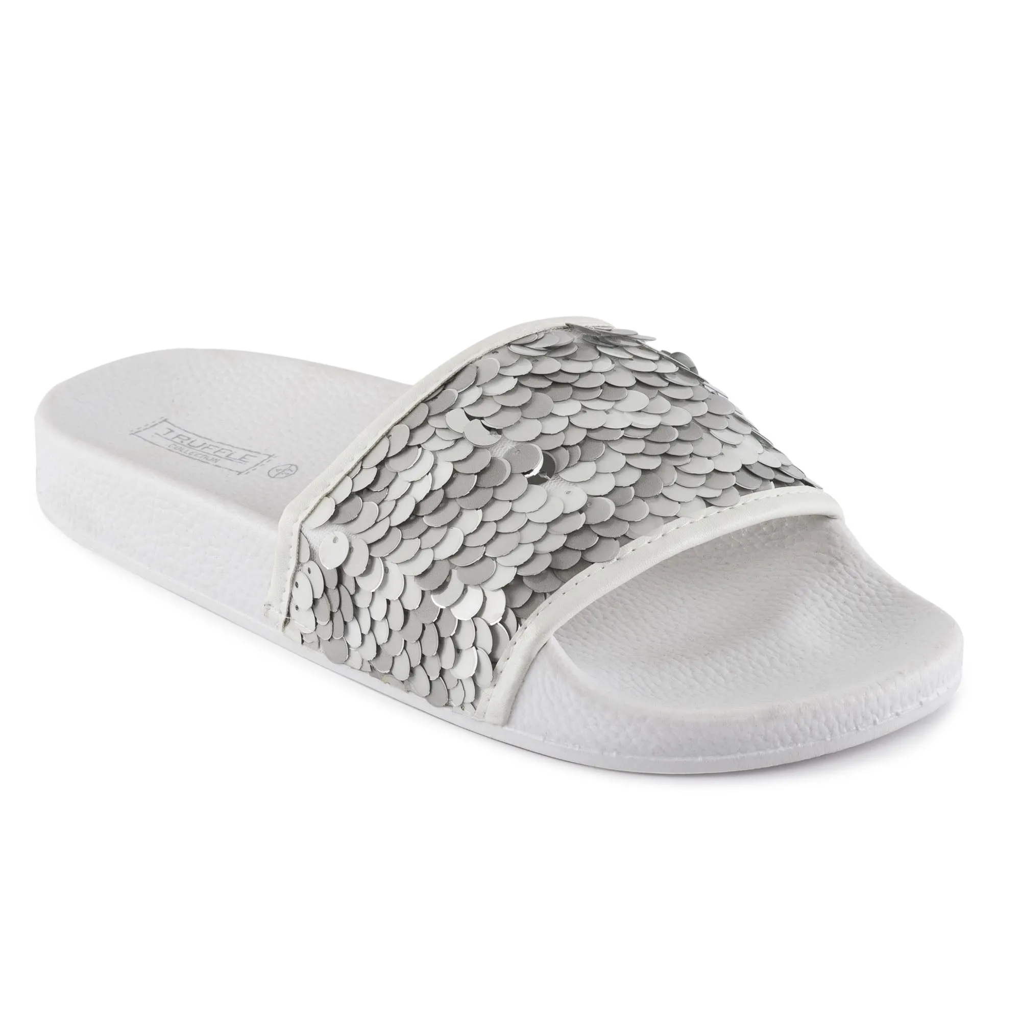 White Silver Sequined Sliders