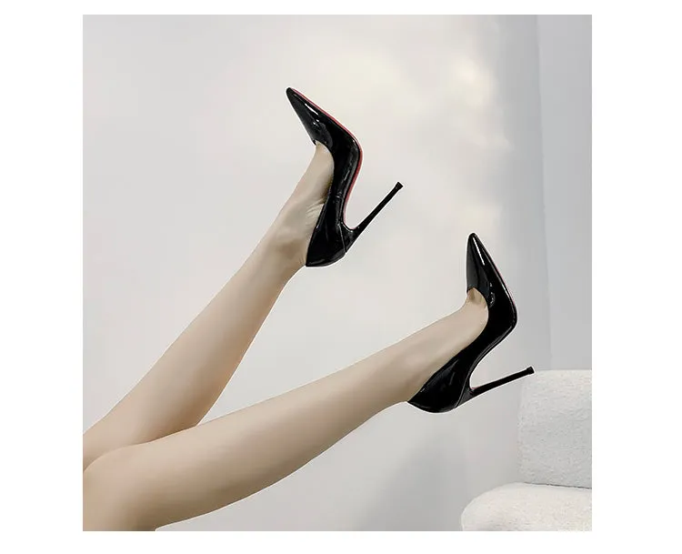 Wjczt Star style Luxury For Women High Heel Shoes Brand Pumps Red Bottom Pointed Toe Thin Heel 8cm 10cm 12cm Sexy Wedding Shoes44